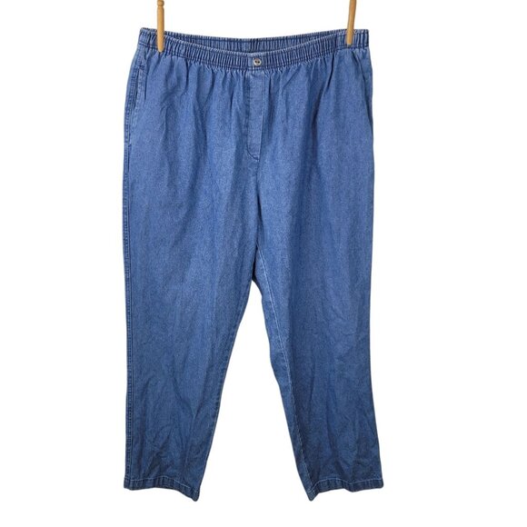 Woman Within Pull On Jeans Plus size 22W Denim Stretch Waist Casual Chambray 22 - Picture 1 of 6